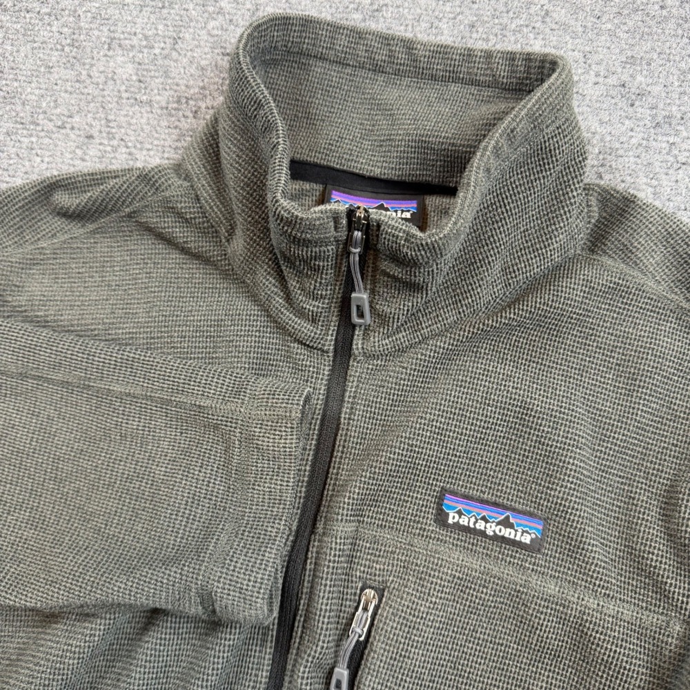 Patagonia R1 Quarter Zip Pullover Mens Medium Grey Waffle Knit Fleece